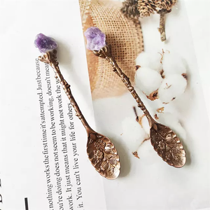 Cuillère à café mignonne, <span class=keywords><strong>petites</strong></span> cuillères à thé avec un cristal sur le dessus, mini-cuillères de guérison avec des cristaux pour le thé - Product Image 6