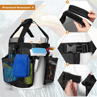 Organisateur de seau portable en polyester de 5 gallons avec crochets anti-chute et boucle |   Sac de rangement pour seau de lavage de voiture avec poches en filet pour outils de nettoyage