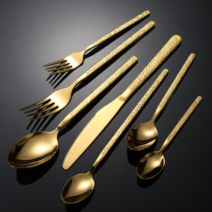 Juego de cuchillos de lujo, cuchara, tenedor, juego de cubiertos de acero inoxidable real, cubiertos dorados para restaurante, juego de cubiertos dorados para bodas - Product Image 4