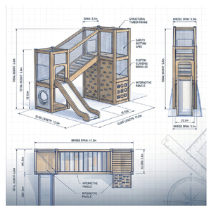 Torres de Juego de Madera Estilo <span class=keywords><strong>Bosque</strong></span>, Puente de Cuerdas, Tobogán, Casa de Juegos, Equipo de Juegos Interior para Niños, Centro de Actividades - Product Image 6