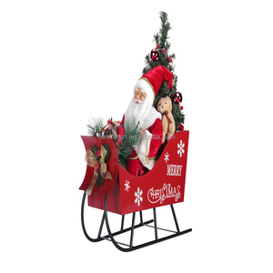 Décoration de Noël Père Noël Rouge de Luxe Écologique avec Traîneau Figurine Ornement de Noël Traîneau - Product Image 5