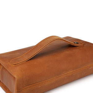 กระเป๋าหนังแท้ลายวินเทจสีน้ำตาล รุ่นใหม่ล่าสุด หนังฟูลเกรน หนังเครซี่ฮอร์ส กระเป๋าคลัทช์หนังแท้สำหรับผู้ชาย - Product Image 4