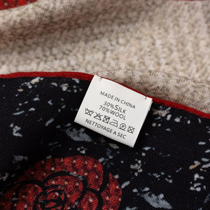 Écharpe en laine de soie camélia rétro française femmes de haute qualité 130x130cm grand châle carré automne hiver chaud imprimé fleuri adultes - Product Image 4