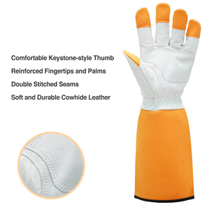 <span class=keywords><strong>Gants</strong></span> de jardinage en cuir de vachette et microfibre anti-épines et antidérapants <span class=keywords><strong>pour</strong></span> la taille des <span class=keywords><strong>rosiers</strong></span> et les travaux de jardinage - Product Image 2