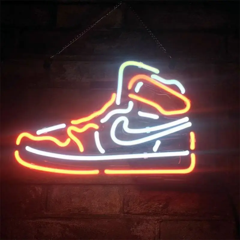 Decoratieve Display Box Outdoor Open Acryl Led Sneakers Neon Light Led Sport Neon Nike Teken Mannen Schoen Neon Sign