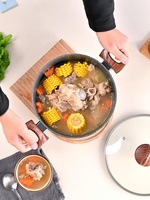 3. Casserole en pierre Maifan |   Nettoyage facile |   Poignées doubles |   Compatible avec tous les types de cuisinières
