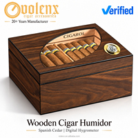 Humidor à cigares en bois pour le stockage de 50 à 65 cigares avec double humidificateur et plateau amovible