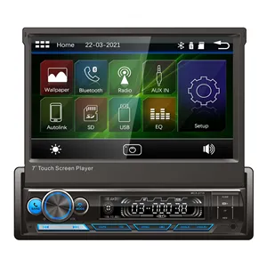 Stereo mobil Din tunggal 7 inci Bluetooth mobil Audio pemutar Video RDS FM AM Radio mobil