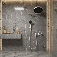 Ensemble de douche mural thermostatique en laiton poli à poignée unique, avec pommeau de douche à effet pluie et cartouche céramique, pour hôtels et villas