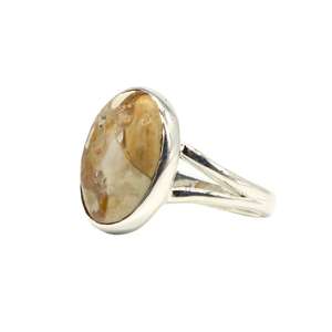 Bague unique en argent sterling 925 faite à la main avec pierre précieuse mookaite brecciate, pierre naturelle, sertie en bélière, bijou statement pour femmes - Product Image 2