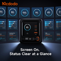 Chargeur GaN Mcdodo 139 100W 4-en-1 avec câble rétractable 100cm, contrôle tactile, affichage numérique intelligent, emojis, station de charge USB C