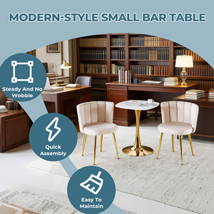Tavolo da Pranzo Quadrato Tulip con Base in Metallo Dorato da 24 Pollici, Tavolo Moderno da Bistrot per 2-4 Persone - Product Image 3