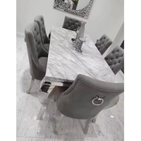 Ensemble de salle à manger en métal Runwood, cadre argenté, plateau en marbre, table de salle à manger avec 6, 8 ou 10 chaises, mobilier de luxe pour cuisine et restaurant