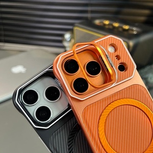 เคสโทรศัพท์แม่เหล็กเนื้อคาร์บอนไฟเบอร์สุดหรูสำหรับ iPhone 18 16 17 Pro Max พร้อมกรอบปิดเลนส์แบบซ่อน ป้องกันรอบด้านไร้ขอบ - Product Image 3
