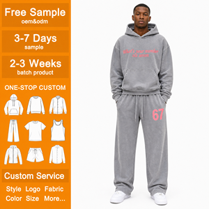Ensemble sweat-shirt et pantalon à capuche brodés pour homme, 100 % coton, séchage rapide, logo brodé personnalisé - Product Image 1