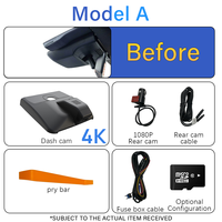 Caméra de tableau de bord double objectif Holroadx avant 4K UHD/arrière 1080P pour C-HR 2026 BEV e-TNGA avec Wi-Fi intégré, contrôle par application, Plug & Play, vision nocturne 1 an