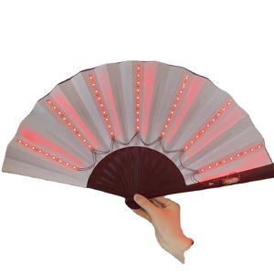 LED <b>Light</b>-Up Folk Art Folding Fan 33cm Bamboo Decorative Rave Fan for Parties Carved <b>Flash</b> Dance Technique - Product Image 5
