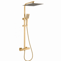 Système de douche thermostatique apparent noir mat, ensemble de douche pluie carrée murale de 12 pouces avec douchette à main pour hôtel et maison