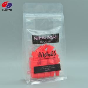 Bolsa de sellado cuádruple, fuelle lateral, cierre de cremallera inferior cuadrada, bolsas de plástico transparente para sal de roca - Product Image 2