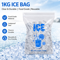 Sacs à glace réutilisables étanches de 1 kg, sacs de stockage de glaçons en plastique transparent épais de qualité alimentaire pour barbecue, camping et maison