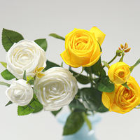 Vente en gros de roses artificielles à 3 têtes, aspect réaliste, pour mariage, décoration intérieure, arrangement floral, fête des mères