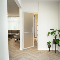 Porte intérieure en acier - Blanche - 6 panneaux - Verre fumé - Design de luxe
