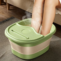Baignoire pliable pour les pieds avec couvercle et support pour téléphone, en TPE et PP, se plie à plat, 6,5 cm, rétention de chaleur, pour la maison