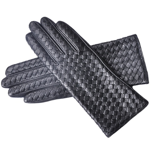 <span class=keywords><strong>Gants</strong></span> de vague en cuir de mouton <span class=keywords><strong>noir</strong></span> d'hiver pour femmes à la mode - Product Image 1