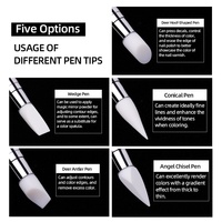 RISYAL Stylo de sculpture en silicone double-embout pour nail art, outil multifonctionnel pour le gaufrage creux, l'application de poudre miroir et les autocollants