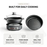 Marmite électrique multifonctionnelle détachable 6L, cuisinière électrique avec plaque de cuisson, revêtement antiadhésif, vente en gros usine, OEM disponible