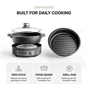 Marmite électrique multifonctionnelle détachable 6L, cuisinière électrique avec <span class=keywords><strong>plaque</strong></span> de <span class=keywords><strong>cuisson</strong></span>, revêtement antiadhésif, vente en gros usine, OEM disponible - Product Image 3