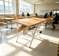 Table à manger pliante moderne en métal pour l'extérieur, avec chaises, pour l'école et l'hôpital