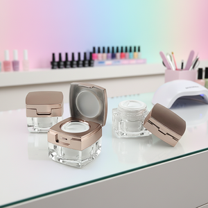 Lujo vacío cosmético Mini 3G 6g oro rosa UV Gel cuadrado acrílico plástico crema tarro para <span class=keywords><strong>uñas</strong></span> de gel - Product Image 1