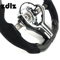 Volant de direction personnalisé en cuir suédé noir et fibre de carbone pour l'intérieur des voitures BMW M2 M3 M5 F20 F25 F10 F11 F15 F30 F32