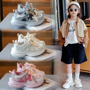 Zapatos deportivos para niñas, primavera y otoño 2024, zapatos de malla para niños, zapatos informales transpirables, zapatillas de correr de suela blanda para niños