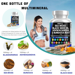 Cápsulas Complexas de 16 em 1 com Raiz de Bardana, Óleo de Semente Negra, Ashwagandha, Vegan e Musgo Marinho Irlandês - Product Image 2