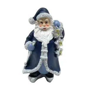 Mini Christmas Cute Figurine Santa Claus Statue Deliver Presents Home Resin Crafts Decoration