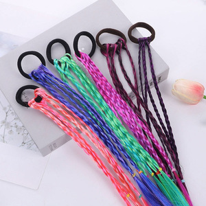 Ombre Colorful Braided Wig Ponytail Hair Tie Gradient Dirty <b>Braid</b> Elastic Hair Rope Party Festival Dress Up Hair <b>Accessories</b> - Product Image 4