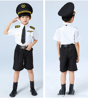 Costumes de jeu de rôle pour enfants, uniforme de capitaine, combinaison de pilote pour enfants, uniformes d'hôtesse de l'air pour garçons et filles