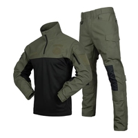 Ensemble de vêtements tactiques pour hommes, uniforme de combat, chemise et pantalon, manches longues, pull à col zippé 1/4