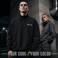 Sweat-shirt Homme Personnalisé avec Logo OEM, Col Montant, Fermeture Éclair, Coton Poly Écologique Anti-Boulochage 320G, Broderie 3D, Collection Automne