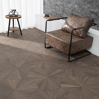 Parquet en noyer noir à feuilles de lotus, bois massif, incrustation de forme spéciale, parquet multicouche en bois d'ingénierie