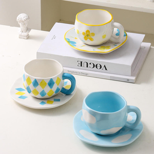 Envío Rápido, Juego de Tazas de Cerámica Hechas a Mano, Irregulares, 320 ml, Taza de Cerámica con Diseño de Nube Azul, Juego de Tazas de Café, Taza para Parejas, Regalo - Product Image 3