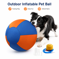 Ballon d'entraînement pour chien en tissu Oxford, disponible en bleu, orange et multicolore, idéal pour les jeux actifs en extérieur des animaux de compagnie.