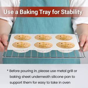 MUYULINS Factory Red 6-<b>Cup</b> LFGB Platinum Grade Non-Stick BPA Free <b>Large</b> Silicone Brownie Pan American Muffin Cake Baking Mold - Product Image 4