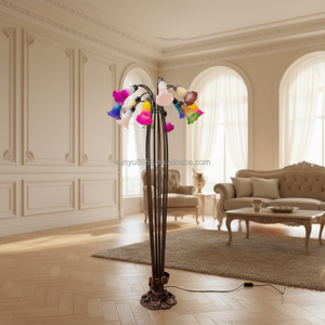 Lampadaire LED en fer et verre soufflé de style européen à 12 têtes avec commande tactile pour salon, chambre et bureau – Éclairage décoratif - Product Image 2