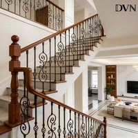DVN Antike Metallbaluster im Scroll-Design, dekorative Treppengeländer aus gebürstetem Messing für Villen-Dekoration
