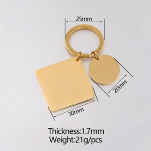 Fashion Jewelry <b>square</b> Shape Blank Round Pendant Stainless Steel Custom logo Gold Keychain - Product Image 5