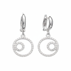 <b>Dangle</b> Clip on <b>Earrings</b> Round Cut Zircon Stone Wholesale 925 Sterling Silver Jewelry - Product Image 2