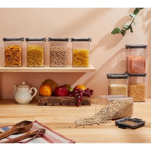 High Quality PET <b>Stackable</b> Space Saving Clear Plastic Kitchen Canisters for Kitchen Pantry Organization Modular <b>Storage</b> Solution - Product Image 3